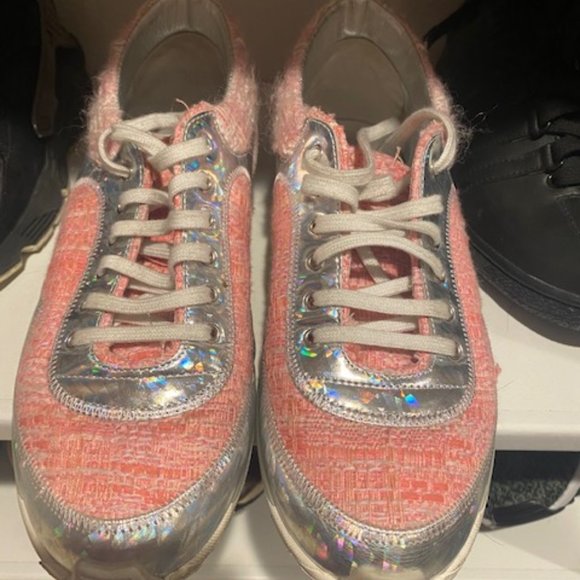 Chanel Tweed Lace Up Sneakers - Picture 1 of 5